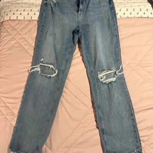 PAIGE Light Blue Distressed Women's Straight Leg Jeans